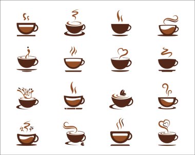 Kahve fincanı ikonları hazır! Vektör illüstrasyonları
