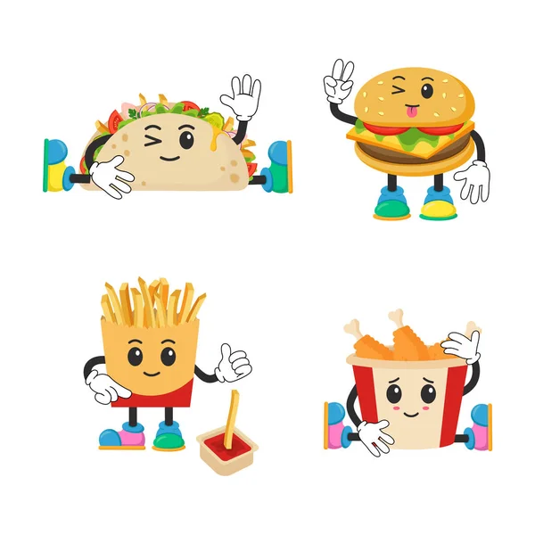 Fast food ve emojinin vektör çizimleri