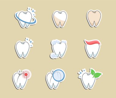 Dişler hazır. Vektör etiket koleksiyonu