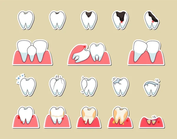 Diş sorunları. Bir dizi ortak diş sorunu olan vektör etiketi