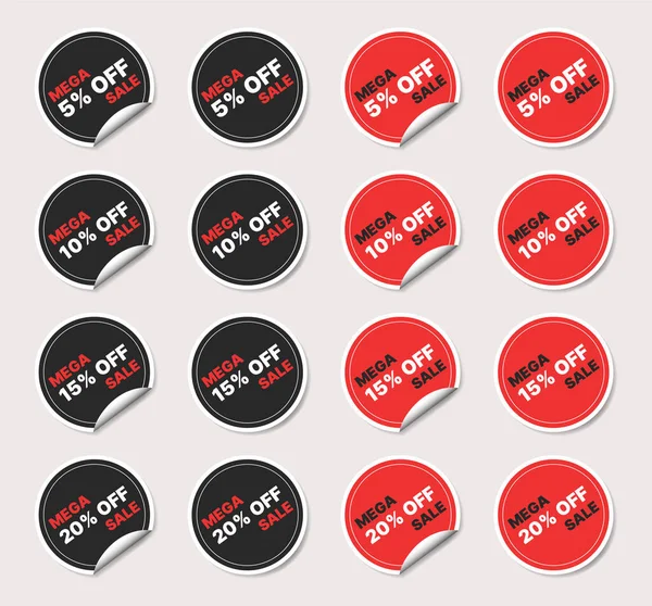 İndirimli Etiketler ve Etiketler Seti. Vektör illüstrasyonu.