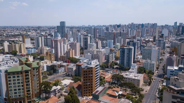 Vista Panorâmica Drone Com Vários Edifícios Região Central Curitiba Capital — Fotografia de Stock
