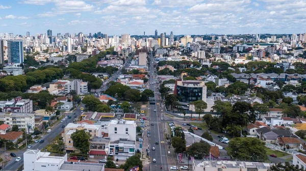 Panoramatický Výhled Alto Okresu Pozadí Centra Curitiba Hlavního Města Státu — Stock fotografie