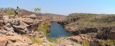 Panoramic view over Smitt Rock in the fifth gorge at Katherine Gorge clipart