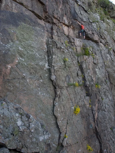 Una joven que se dedica a escalar rocas . —  Fotos de Stock