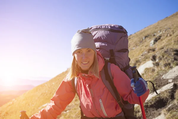 Portrait of a girl with a backpack. — Stock Photo, Image