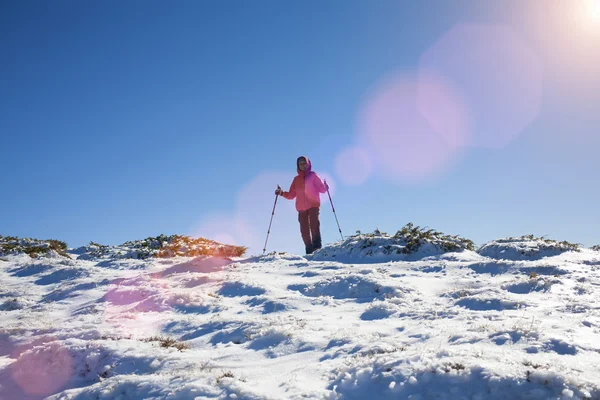 Menina jovem e bonita nas montanhas . — Fotografia de Stock