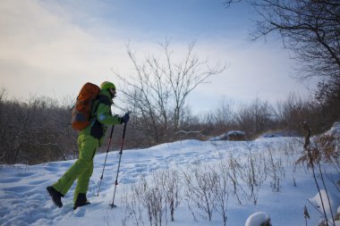 Kar üzerinde yürüyen insanlar.