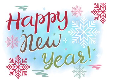 Yeni Yıl vektör harfleri çizimin kutlu olsun. Logolar, amblemler, davetiyeler, tebrik kartları, tişörtler, baskılar ve posterler için mükemmel. El yapımı kış ilham cümlesi