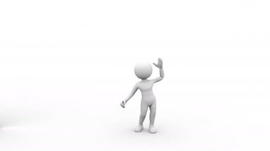 3D karakter bir pano ile. İnsanlar serisi - ön görünümü. Alfa bir örtü ile.