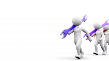 Tamirci. 3D karakter bir anahtar ile. İnsanlar serisi. Alfa bir örtü ile.