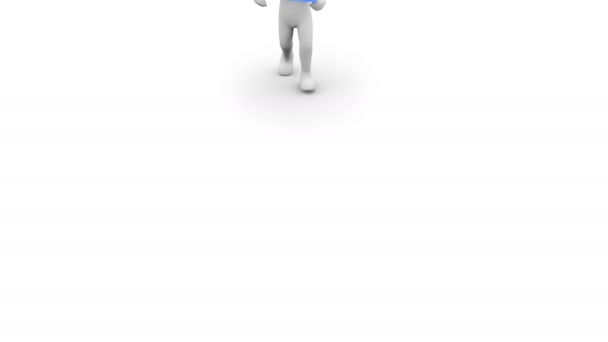 personnage 3D avec l'ordinateur portable. Série de peuples. Avec un cache alpha.