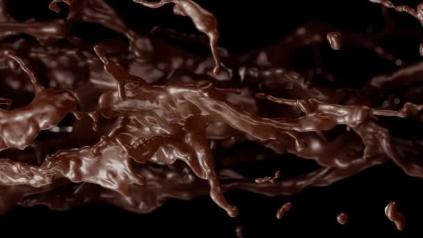 Splash of Hot Chocolate. Slow motion.With mask. — Stock Video