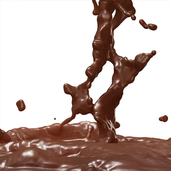 Splash van warme chocolademelk. — Stockfoto