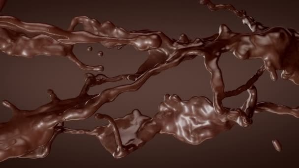 Una spruzzata di cioccolata calda. Movimento lento. Con maschera . — Video Stock