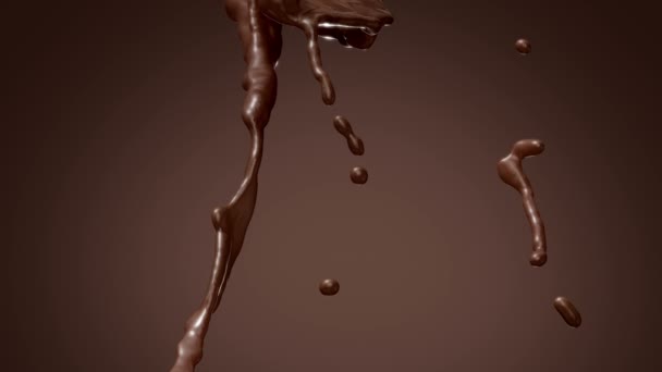 Una spruzzata di cioccolata calda. Movimento lento. Con maschera . — Video Stock