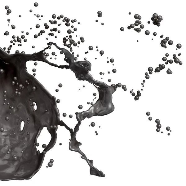 Éclaboussure de mazout noir isolé sur fond blanc — Photo