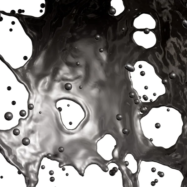 Splash van zwarte stookolie geïsoleerd op witte achtergrond — Stockfoto