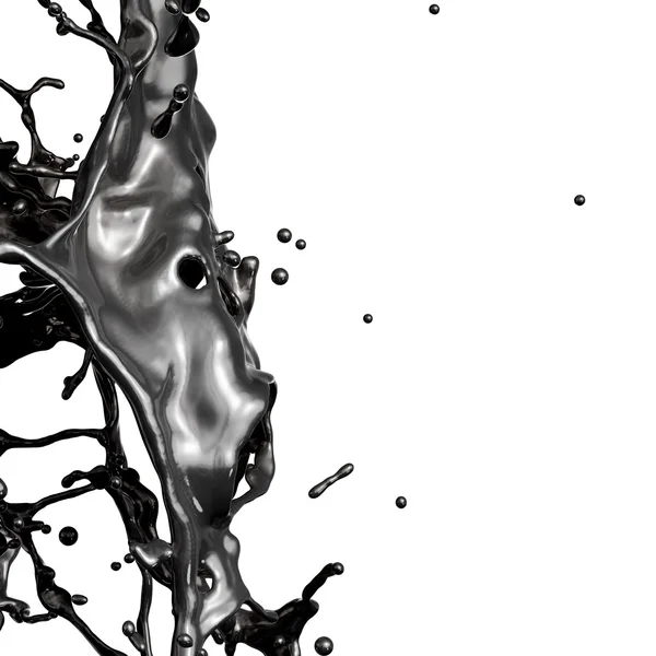 Splash of black fuel oil isolated on white background — Stock Photo, Image