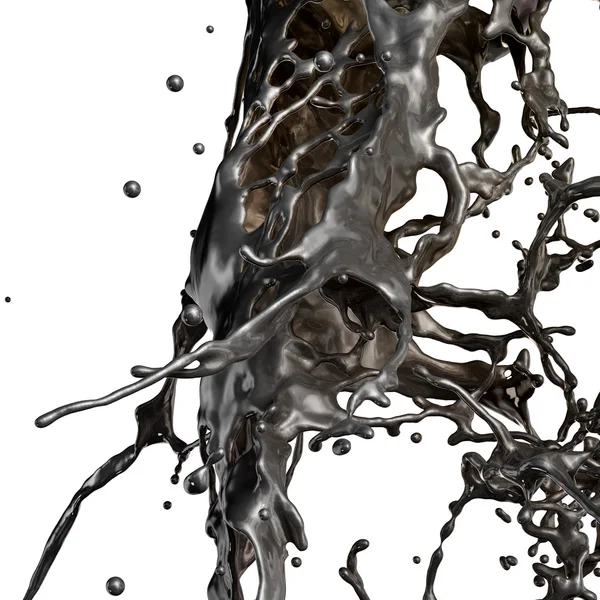 Splash-fekete fűtőolaj elszigetelt fehér background — Stock Fotó
