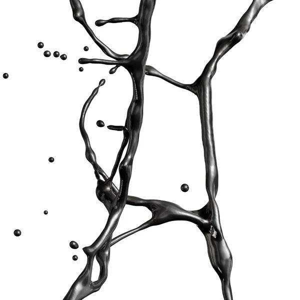 Splash czarny olej opałowy na białym tle — Zdjęcie stockowe