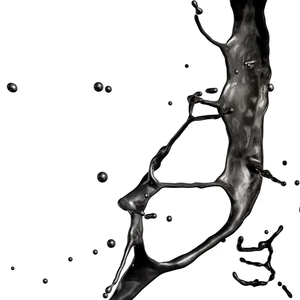 Splash of black fuel oil isolated on white background — Stock Photo, Image
