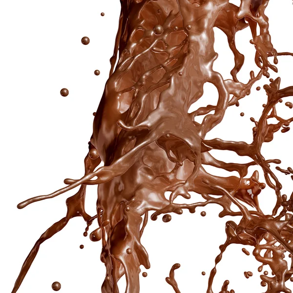 Splash van warme chocolademelk. — Stockfoto