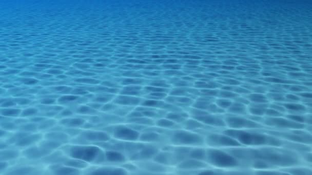 Голубой бассейн с водой, вид под воду — стоковое видео