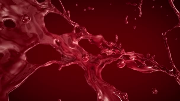 Liquido rosso o bere spruzzi. Rallentatore . — Video Stock