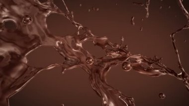 Splash çikolata. Ağır çekim.