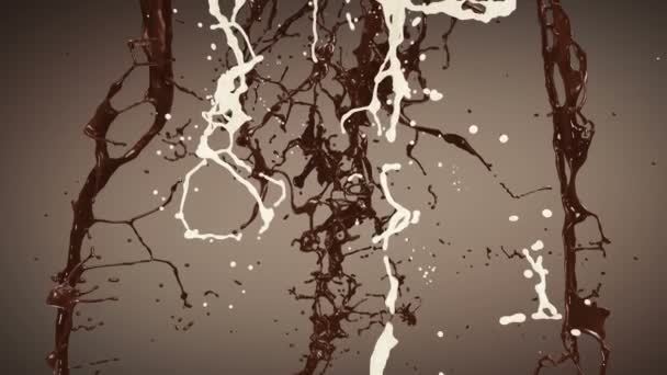 Chocolat brun et éclaboussures de lait à la crème blanche 