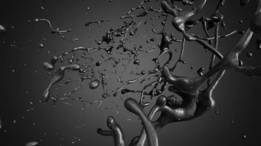 Kamera siyah yağ damla uçmak. Ağır çekim.