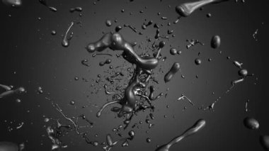 Kamera siyah yağ damla uçmak. Ağır çekim.