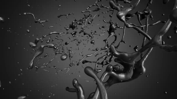 Caméra voler à travers les gouttes d'huile noires. Mouvement lent .