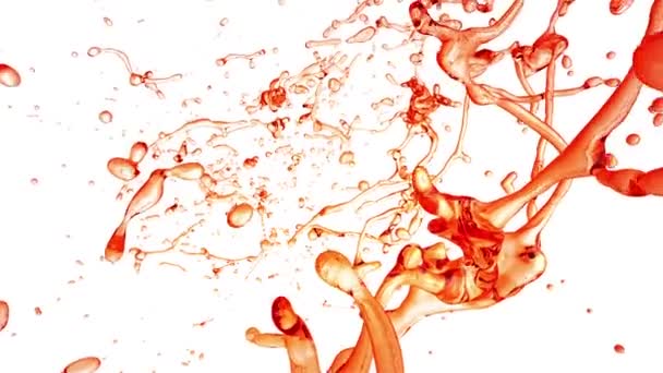 Camera vliegen via Cola Drops. Slow Motion. — Stockvideo