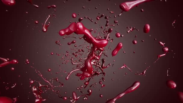 A câmara voa através das gotas de sangue. Movimento lento . — Vídeo de Stock