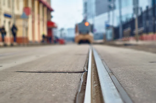 The leaving of tram — Stock Photo, Image