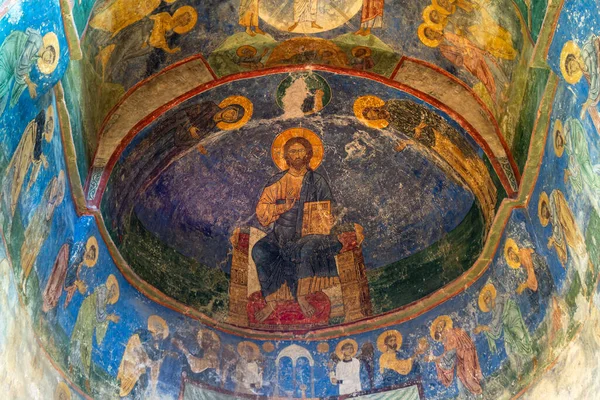 Pskov Rússia Junho 2015 Belos Frescos Antigos Catedral Spaso Preobrazhensky — Fotografia de Stock