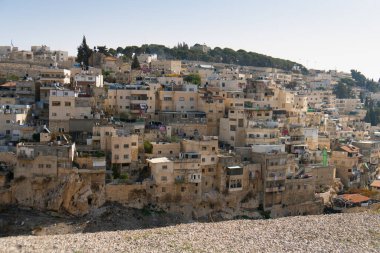 İsrail 'in Kudüs kentindeki Zeytin Dağı' nın yamacındaki Arap bölgesinin görüntüsü.
