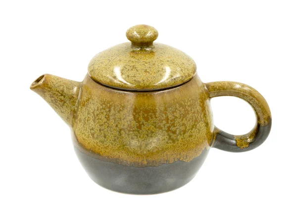 Brown teapot ceramic isolated on white background, with clipping — Stock Photo, Image