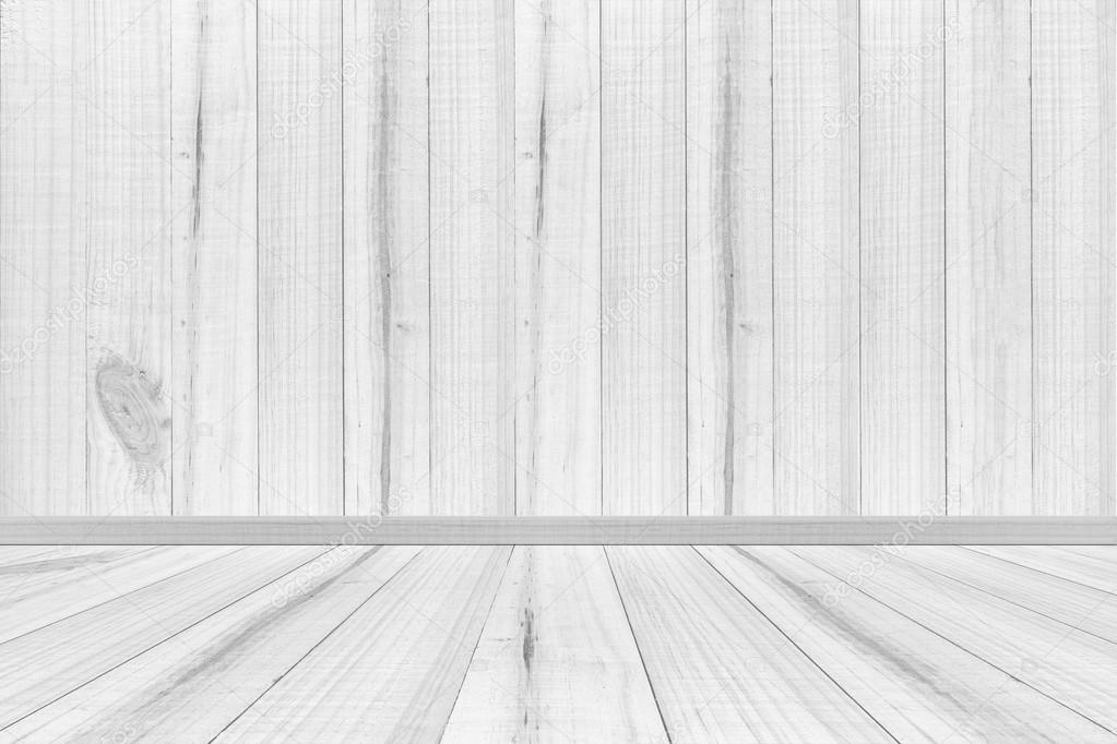 Empty interior wood room white wooden wall and floor, For displa