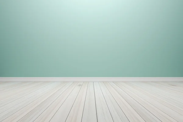 Chambre verte lumineuse intérieure vide avec plancher en bois, pour l'affichage o — Photo