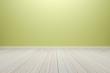Ahşap zeminli boş iç ışık sarı oda, Ekran için 