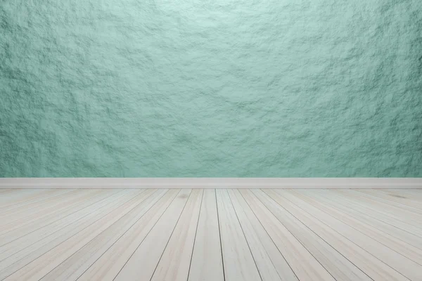 Habitación interior vacía de color verde claro con suelo de madera, por presente y — Foto de Stock