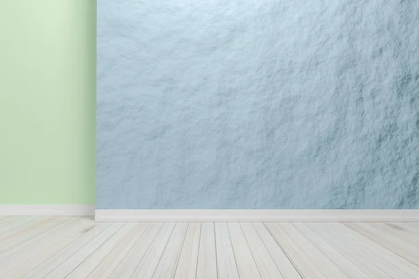 Üres belső fény kék szobában fa padló, a kijelző — Stock Fotó
