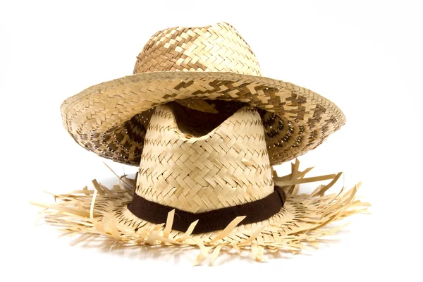 Солом'яний капелюх ізольовано на білому тлі — стокове фото