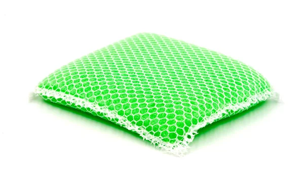 New green kitchen sponge on white background. — Stock Photo, Image