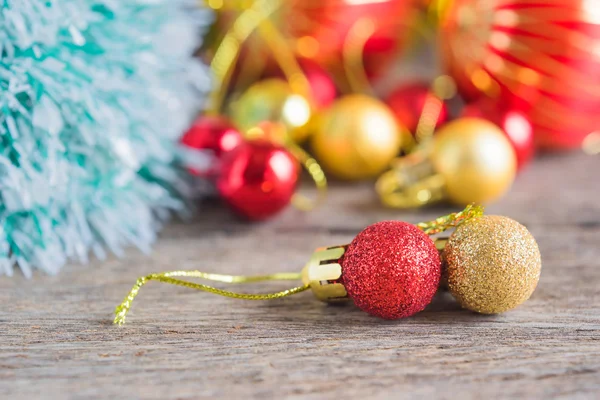 Christmas red ornament (red balls) with decorations. — Stock Photo, Image