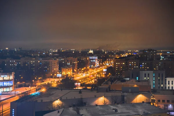 Noche Ciudad Linternas Casas Luminosas — Foto de Stock