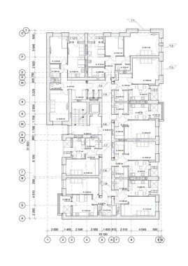 Ayrıntılı mimari çok katlı bina planı, apartman planı, plan. Vektör illüstrasyonu